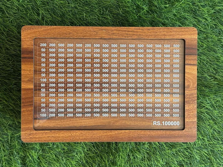 Wooden Money Bank - ₹1 Lakh Savings Challenge Box